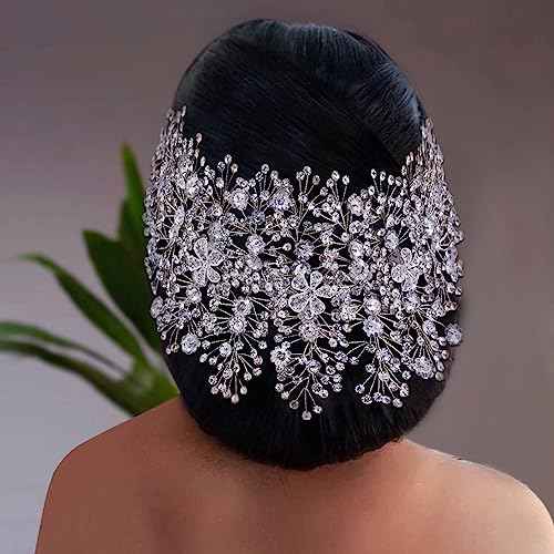 Elegant Rhinestone Wedding Headband for Bride - Sparkling Bridal Headpiece Tiara, Handmade Crystal Hair Accessories for Women, Christmas Headwear & Gift for Wife (12.6x5.5 Inches)