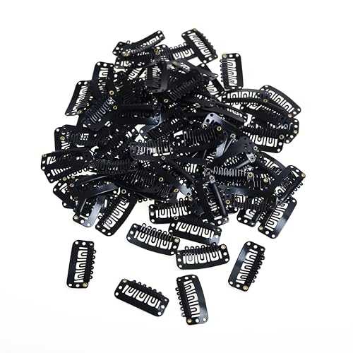 Nodcay Wig Clips Black Color 50PCS Hair Extension Clips 6-Teeth U Shape Snap Clips For Hair Extensions Silicone Back Wig Clips For Clip In Weave Wig Accessories for Women