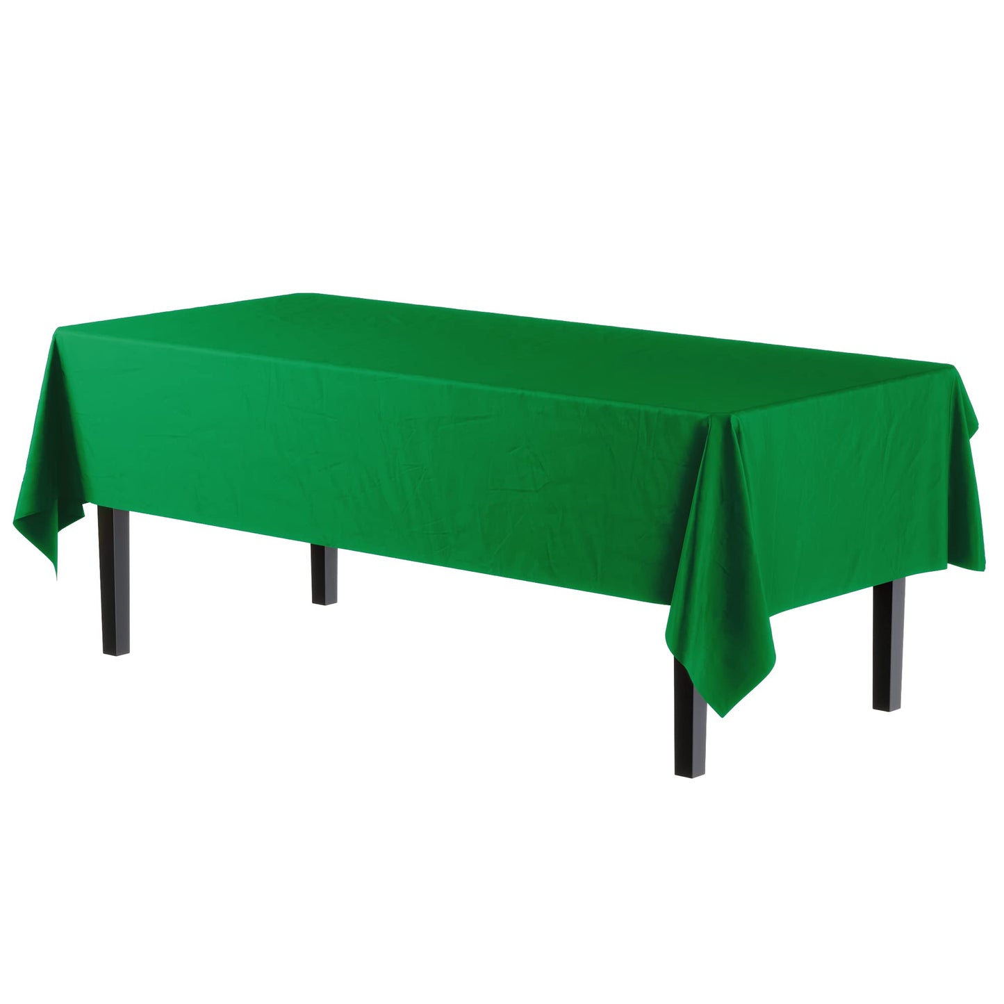 Exquisite 12-Pack Premium Plastic Tablecloth 54in. x 108in. Rectangle Table Cover - Emerald Green