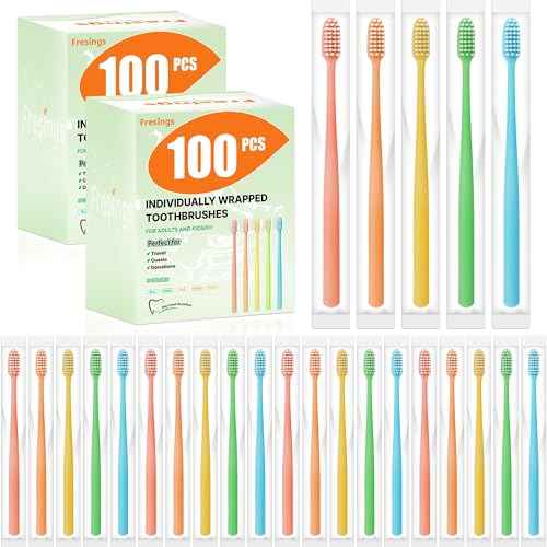 200 Pack Disposable Toothbrushes Bulk ? Individually Wrapped Soft Bristles Single Use for Adults & Kids, Travel Hotel Guest Dental Office Donation Emergency Hygiene,Minimalist Design 5 Colors