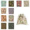 Mini Corduroy Drawstring Bag10PCS, Flower Makeup Bag Portable Small Pocket Cosmetic Bag For Women Travel Storage Cosmetics Headphones Jewelry(Random Style)