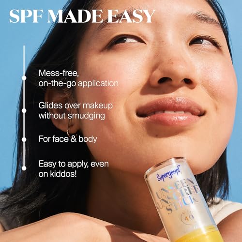 Supergoop! Unseen Sunscreen Stick - SPF 40 - Clear & Invisible Sun Protection - Broad Spectrum Face Sunscreen - Glides Over Makeup - Natural Finish - For All Skin Types - 0.7 fl oz
