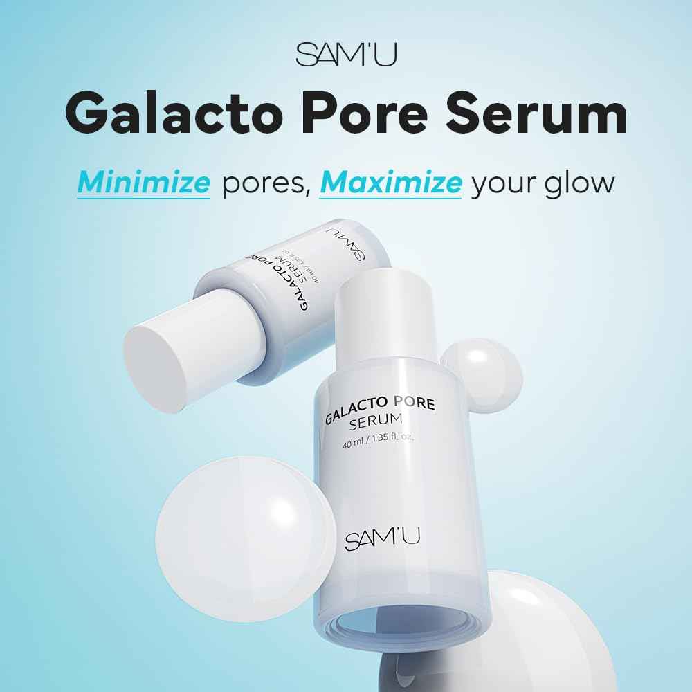 SAM'U Galacto Pore Serum – Pore Minimizing Facial Serum with Galactomyces For Glass Skin – Korean Skin Care, Tightening & Hydrating with AHA, PHA, BHA, Suitable for Acne-Prone Skin – 1.4 Fl. Oz
