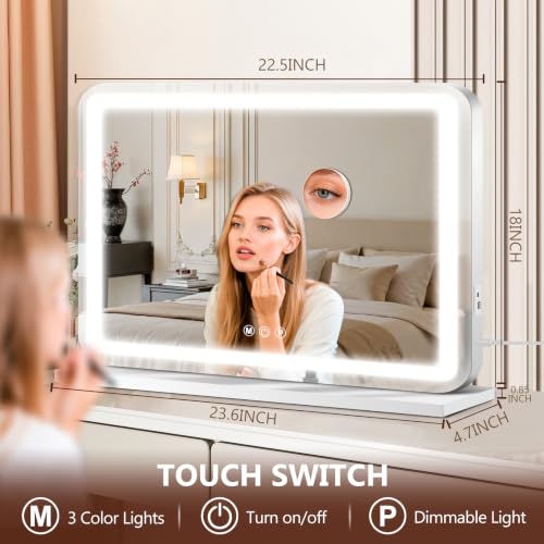 23" x 18" Lighted Vanity Mirror with 3 Color Dimmable LED