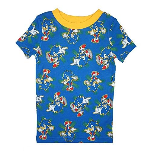 Sonic The Hedgehog Boys' 4 Piece Cotton Pajama Set