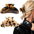 Tortoise Celluloid Hair Claw Clips - French Design Barrettes (2 Pack)