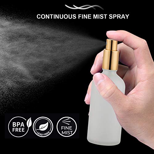 3.4oz Glass Spray Bottle Set - Frosted Perfume Atomizer with Gold Sprayer