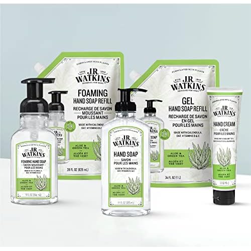 J.R. Watkins Gel Hand Soap, Scented Liquid Hand Wash for Bathroom or?Kitchen, USA Made and Cruelty Free, 11 fl oz, Aloe & Green Tea, 6 Pack