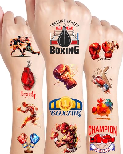 165Pc Boxing Temporary Tattoo Stickers - 18 Sheets Party Favors