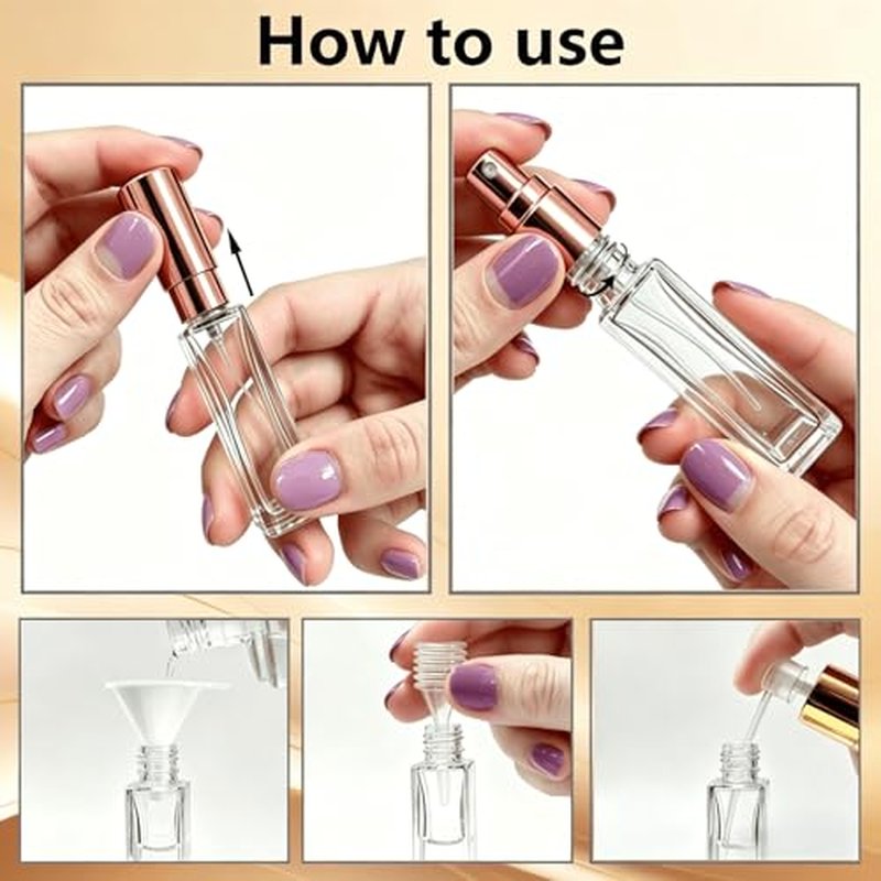 10ml Refillable Glass Perfume Atomizers - 6 Pack Travel Spray Bottles