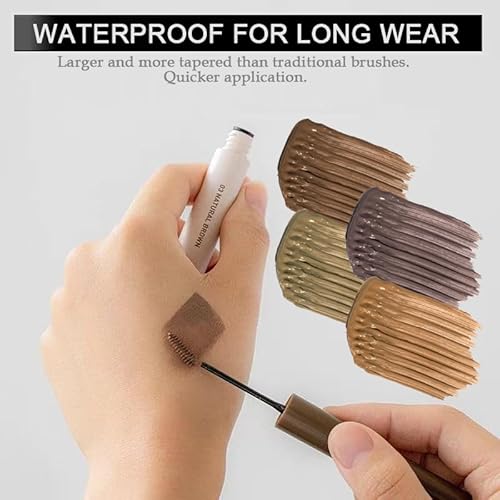 2 Pcs Tinted Eyebrow Cream,Ultra-Fine Brush Tinted Brow Gel Waterproof Long Wear Eye Brow Mascara Transfer-proof Natural Brow Makeup without Clumping, Light Brown