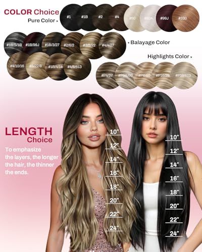 Moresoo Clip-in Hair Extensions Human Hair 18" 120g