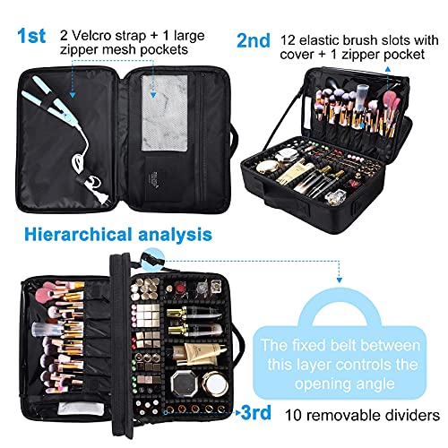 Travel Makeup Train Case Large Capacity Organizer with Dividers