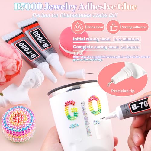 50,000 Pcs 3mm Jelly Flatback Rhinestones Bedazzling Kit with B7000 Glue