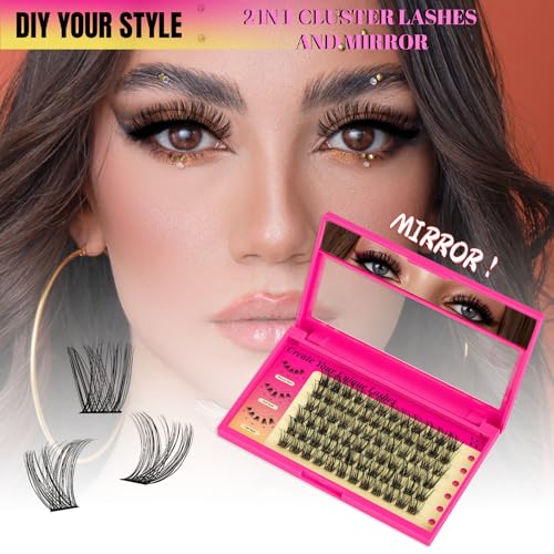 Lash Clusters 72Pcs Cluster Lashes D Curl Cluster Eyelash Extensions Mix10-16mm Individual Eyelashes Clusters Wispy DIY Eyelash Extension Thin Band For Makeup at Home by W(Babe-D-12mm£©