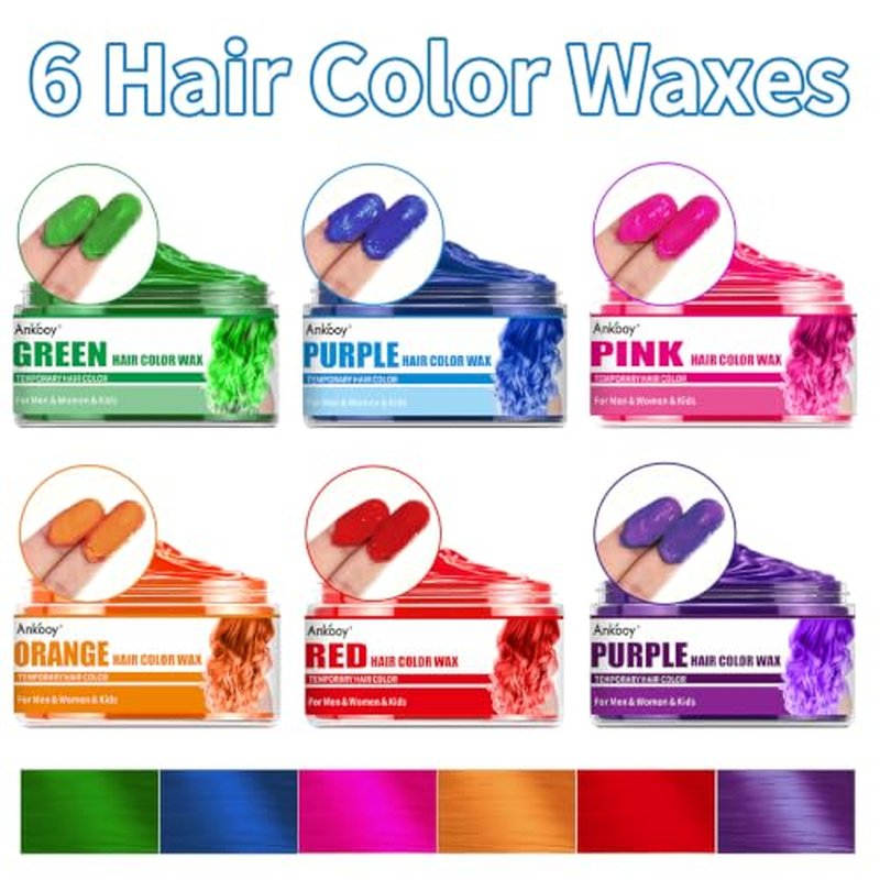 6 Colors Temporary Hair Wax – Safe, Washable Hair Dye for Kids & Adults