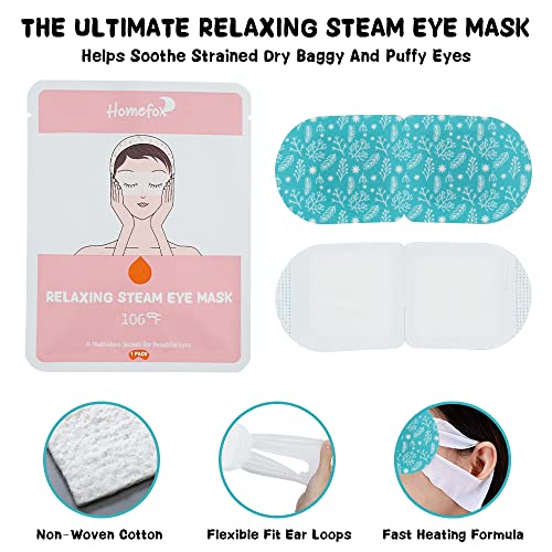 HOMEFOX Disposable Steam Eye Mask for Dry Eye Care - 8 Pack Heating Eye Mask for Dark Circles and Puffiness Relief Soothing Warm Eyes Masks Pads, Fragrance Free