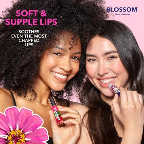 Blossom Roll on Lip Gloss, Scented Clear High Shine Moisturizing Lip Oil, Non Sticky, Infused with Real Flowers, Made in USA, 0.3 fl. oz./9ml, 3 pack Mini Gift Set, Strawberry, Watermelon, Mango