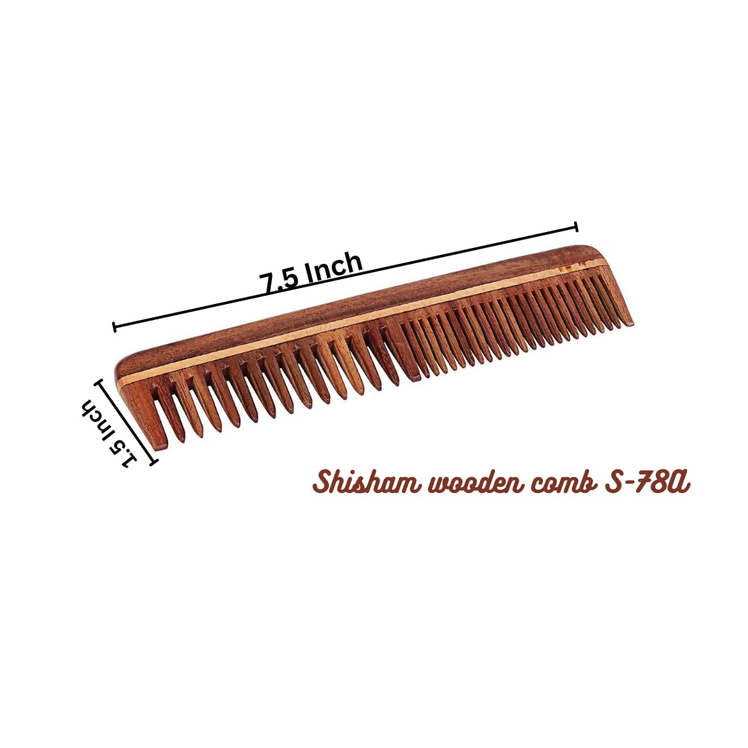 SVATV Handcrafted Rosewood Comb for Detangling Hair Comb For Thick, Curly And Wavy Hair, Non-Static and Eco-friendly Made in India (S-78A)