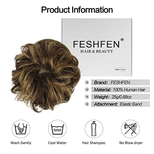 100% Human Hair Messy Bun Extension - Wavy Ponytail Updo Hairpiece