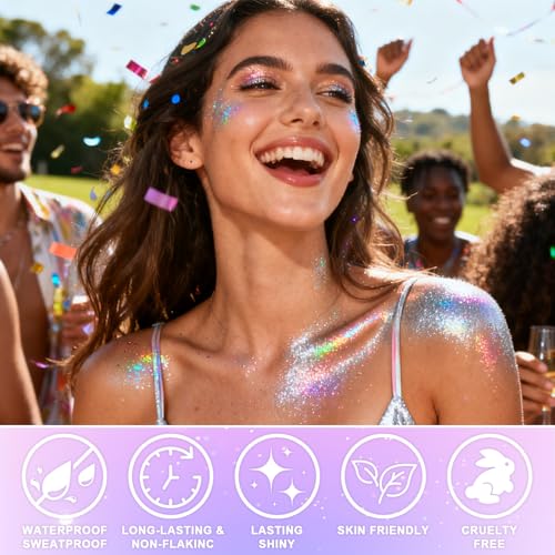 Holographic Roll-On Glitter Gel for Face & Body