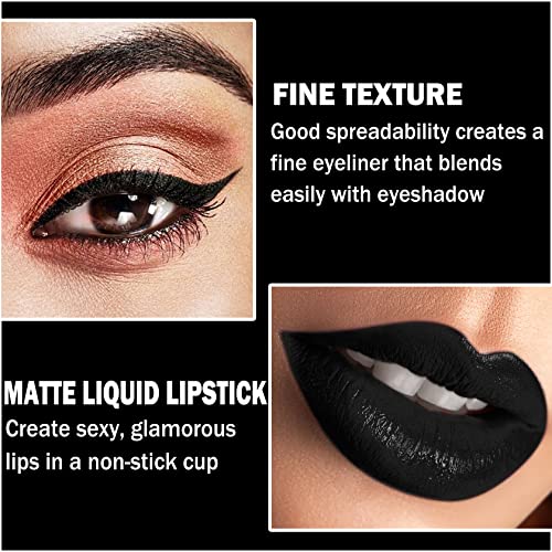 Black Lipstick & Liner Set - Matte Waterproof Long Lasting