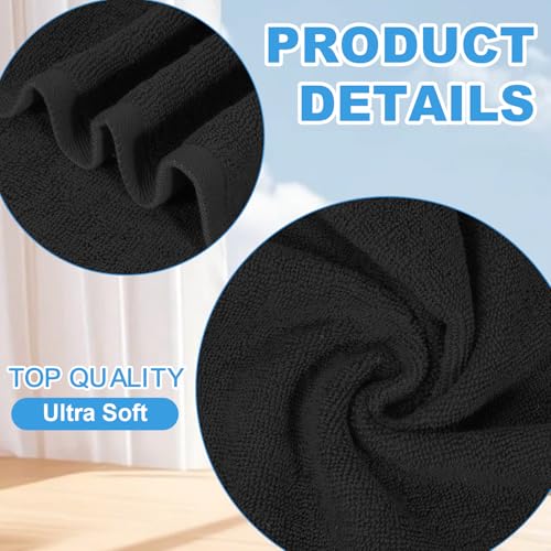 6-Pack 100% Cotton Washcloths 12x12 Inch Black