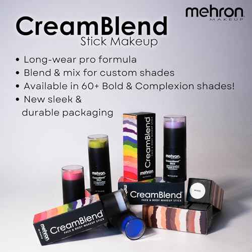 Mehron Makeup CreamBlend Stick | Face Paint, Body Paint, & Foundation Cream Makeup | Perfect for Halloween .75 oz (21 g) (White)