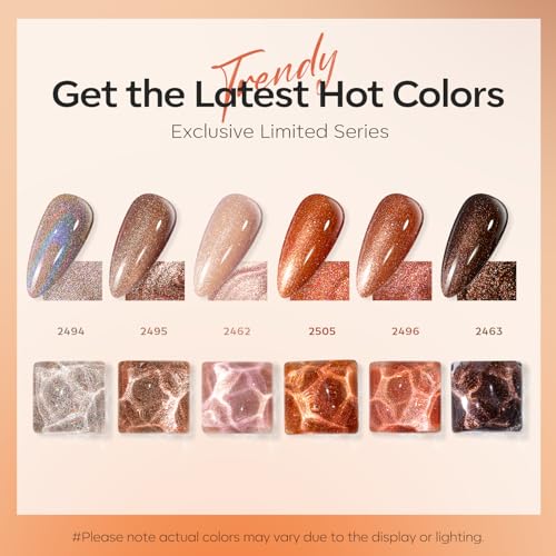 Modelones Fall Glitter Nude Gel Nail Polish Set 6 Colors A-1