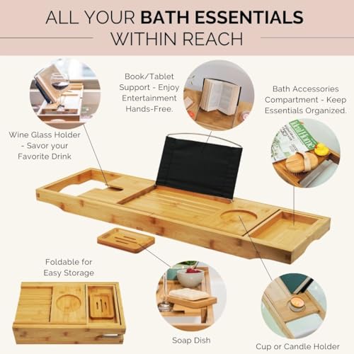 Bath Pillow and Tub Caddy Set with Suction Cups