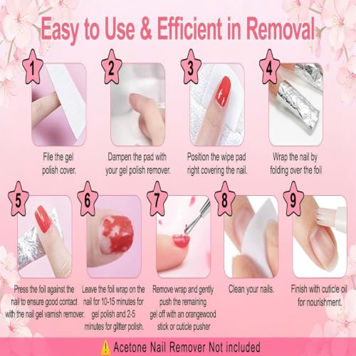 Gel Polish Remover Foil Wraps with Lint-Free Cotton Pads - 400 Pack