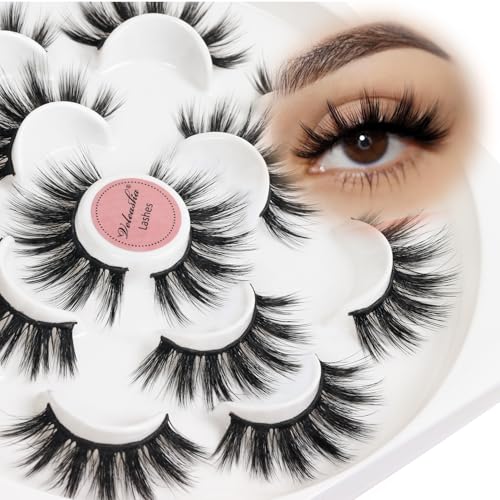 Veleasha 5D Faux Mink Lashes - 7 Pairs Fluffy Wispy False Eyelashes
