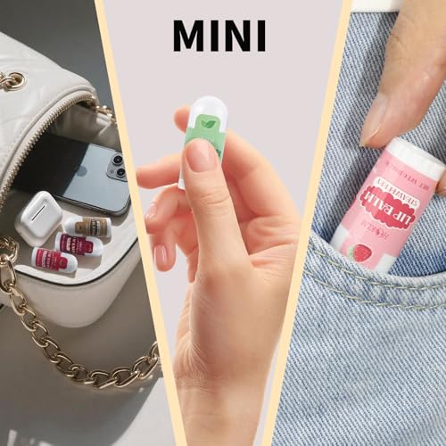 Mini Lip Balm 50 Pack, Natural Lip Balms with Vitamin E and Coconut Oil. Moisturizes for Dry Lips, Perfect for Christmas Gifts, Party Favors, Gift Bags and Small Gifts-13 Flavors