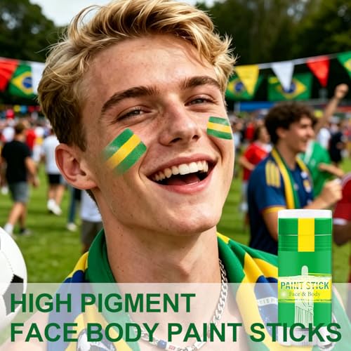 Green & Yellow Face Paint Stick for Sports & Parties