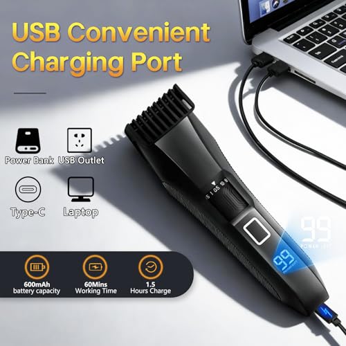 Beatslm Men's Beard Trimmer - 20 Length Settings, IPX7 Waterproof