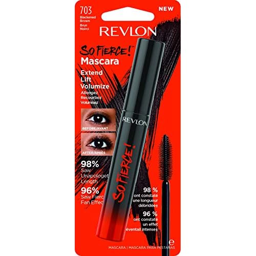 Revlon Mascara, So Fierce Eye Makeup, Lasts up to 24 Hours, No Clump, Smudge-Proof, Flake-Free, 703 Blackened Brown, 0.25 fl oz