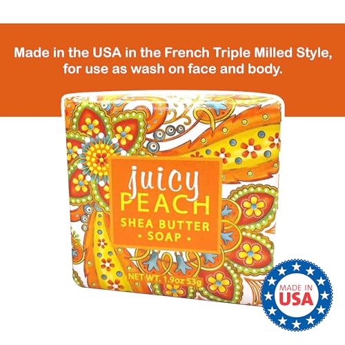 Greenwich Bay Vegan Natural Botantical Shea Butter Bar Soap, French Milled Triple Milled, Essential Oils, 6.35 ounces (Juicy Peach Shea)