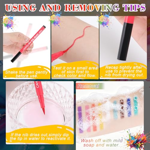 12 Color Waterproof Face Body Paint Markers - Matte Temporary Tattoo Pen