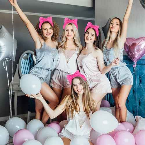 Jaciya Spa Makeup Headband 8 Packs Skincare Headband for Washing Face Spa Gifts for Women Bachelorette Party Favors Wedding Hair Accessories(Hot Pink)