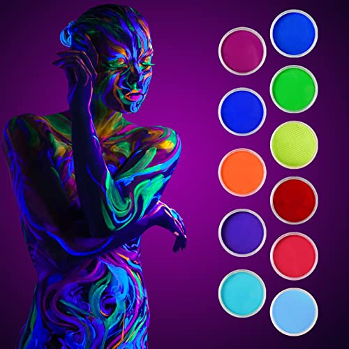 MEICOLY Neon Teal Face Paint,Water Activated Face Paint,Glow in The Dark Full Body Paint,Washable Non-toxic Fluorescent Single Color Body Paint,1.05oz,Neon Bright Teal/UV Teal