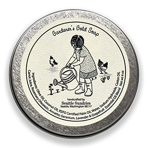 Seattle Sundries Garden Fresh Geranium & Grapefruit Bar Soap, Gardener Gift for Women & Men - 1 (4oz) Bar, All Natural Soap in a Low Waste Gift Tin