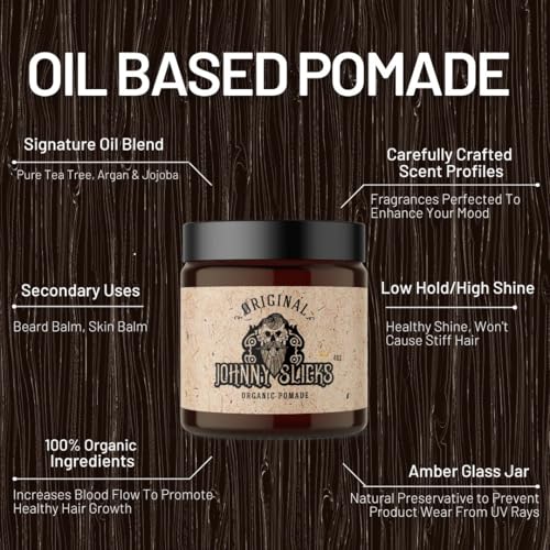 Johnny Slicks Oil Based Pomade for Men | 4oz Organic Hair Styling