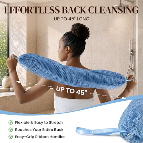 4 Pack African Net Sponge Exfoliating Washcloth, 45" Stretch