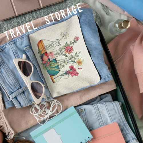 Science Teacher Gifts Makeup Bag - Floral Beakers Cosmetic Pouch