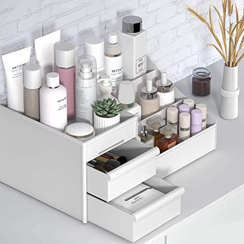 Simbuy Makeup Organizer With Drawers ?Bundle Countertop Organizer for Cosmetics, Vanity Holder for Lipstick, Brushes, Lotions, Eyeshadow, Nail Polish and Jewelry