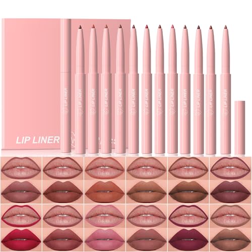 Baorder 12 Color Matte Lip Liner Pencil Set Waterproof
