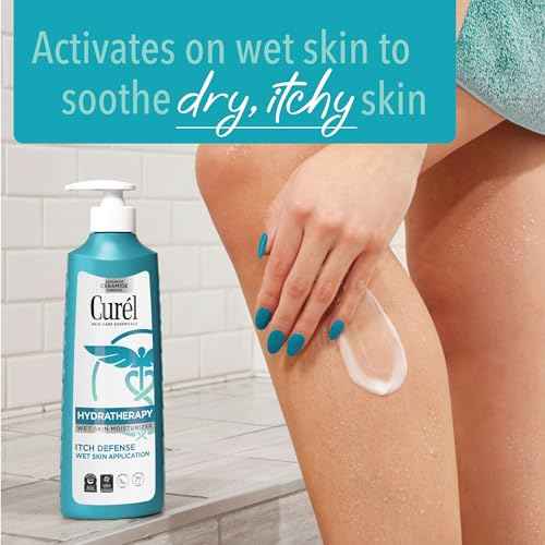 Curel Hydra Therapy In Shower Lotion, Itch Defense Body Moisturizer with Advanced Ceramide Complex, Vitamin E, & Oatmeal Extract, 12 Oz, Pack of 2