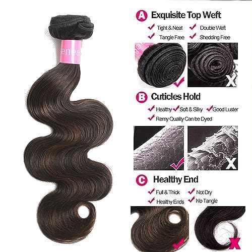 Lovena 10A Ombre Bundles Brazilian Virgin Hair, 1 Bundle, 18 Inch Body Wave, 100% Human Hair Extensions FB30 Color (FB30, 18 Inch)