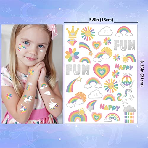 Temporary Unicorn Tattoos for Kids - 4 Pack Waterproof