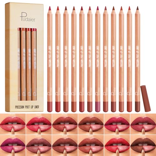 KIMIEYE 12 Colors Lip Liner Set A - Matte Finish Long-Lasting Lip Pencils